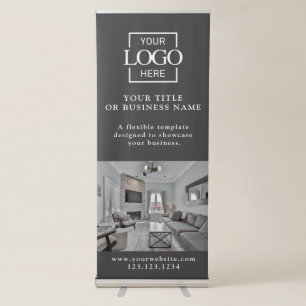 Modern Minimalist Custom Business Logo & Photo Retractable Banner
