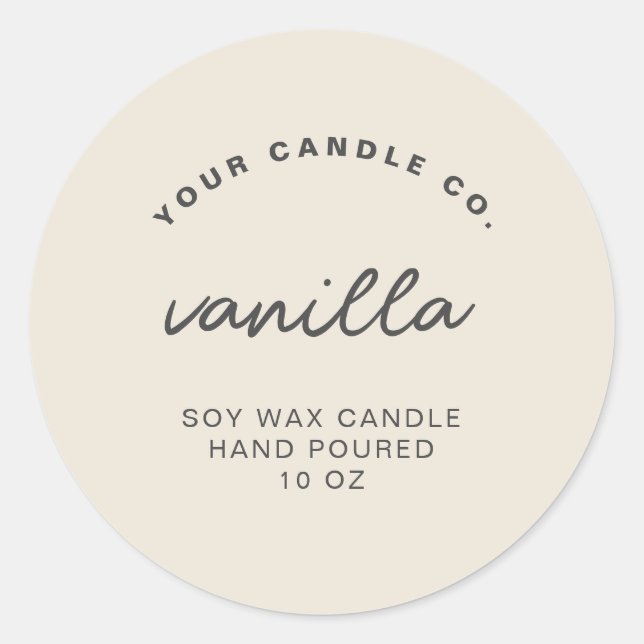 Modern Minimalist Custom Candle Label (Front)