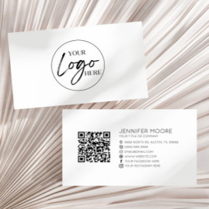 Modern Minimalist Custom Company Logo QR Code Business Card