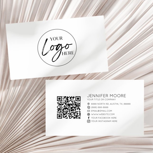 Modern Minimalist Custom Company Logo QR Code Business Card (Creator Uploaded)