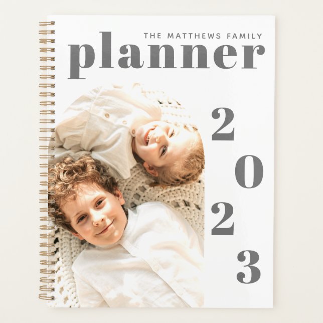 Modern Minimalist Custom Family Photo Calendar Planner (Front)