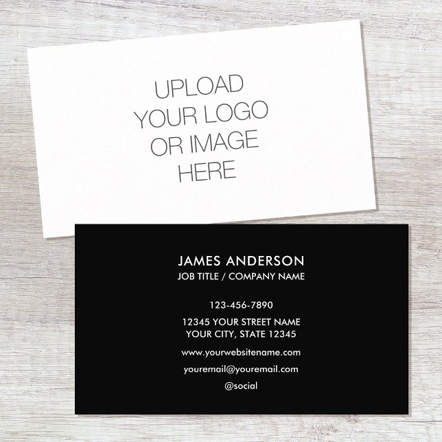 Modern Minimalist Custom Logo Black White Business Card (Creator Uploaded)