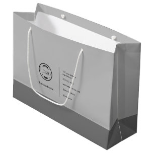 Modern Minimalist Custom Logo Business Grey Large Gift Bag