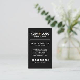 Modern Minimalist Custom Logo Social Media Black Business Card