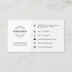 Modern Minimalist Custom Logo Social Media Icons  Business Card