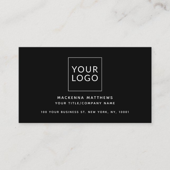 Modern Minimalist Custom Logo Social Media Icons Business Card (Front)