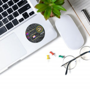 Modern Minimalist Custom Logo Stylish Black Bubble Classic Round Sticker