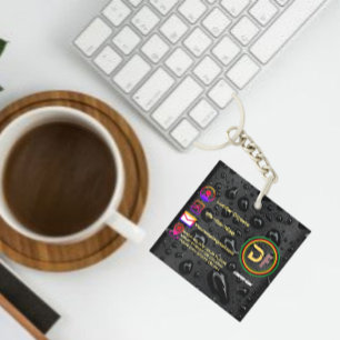 Modern Minimalist Custom Logo Stylish Black Bubble Key Ring