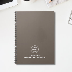 Modern Minimalist Custom Logo Taupe Business Notebook
