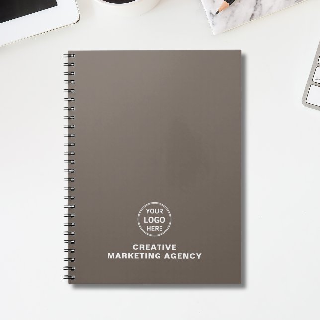 Modern Minimalist Custom Logo Taupe Business Notebook (Modern Minimalist Custom Logo Taupe Business Notebook)