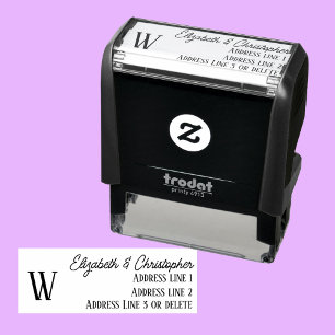 Modern minimalist custom monogram return address self-inking stamp