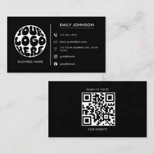 Modern Minimalist Custom Name Logo Black & White Business Card