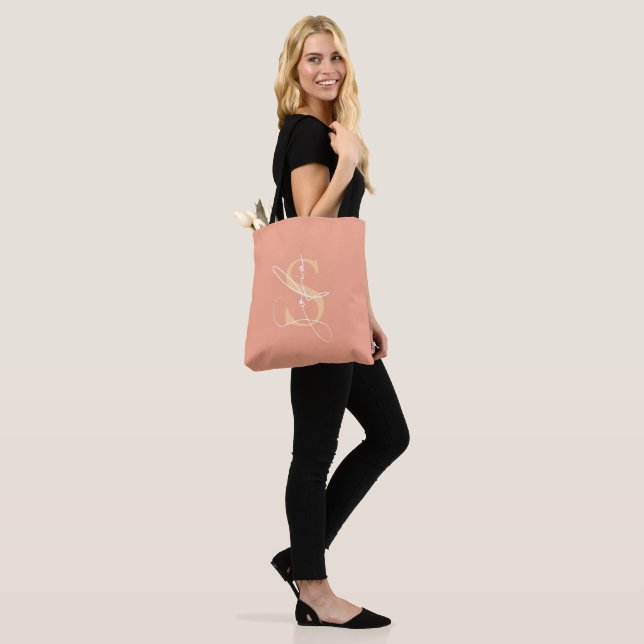 Modern Minimalist Custom Name Script Tote Bag (On Model)
