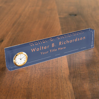 Modern Minimalist Custom Navy Blue Nameplate