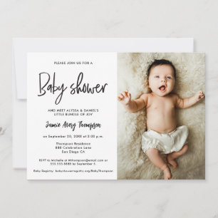 Modern Minimalist Custom Photo Baby Shower Invitation