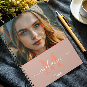 modern minimalist custom photo monogram Script   Notebook