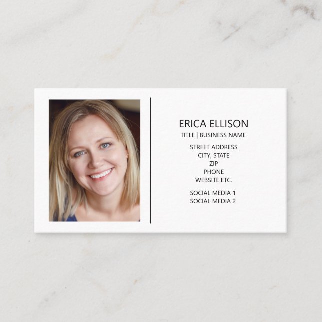 Modern Minimalist Custom Photo Professional  Business Card (Front)