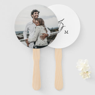 Modern Minimalist Custom Photo Wedding Monogram Hand Fan