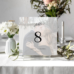 Modern minimalist custom photo wedding table card