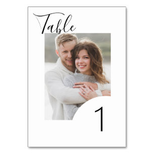 Modern Minimalist Custom Photo Wedding Table Number