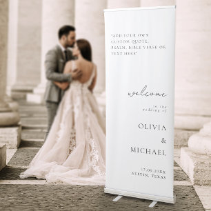 Modern Minimalist Custom Psalm Wedding Welcome Retractable Banner