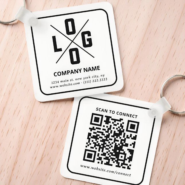 Modern Minimalist Custom QR Code Logo Key Ring (Creator Uploaded)