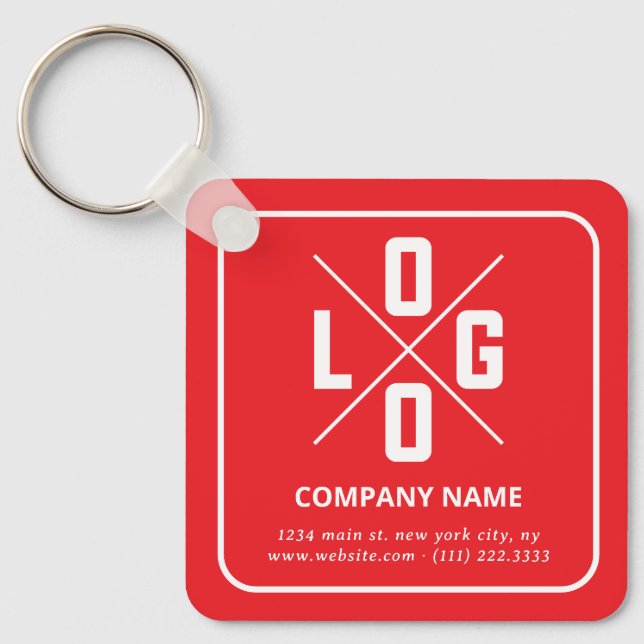 Modern Minimalist Custom QR Code Logo Key Ring (Front)