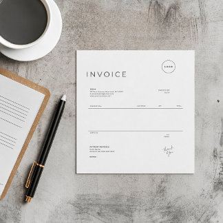 Modern Minimalist Custom Small Business Invoice Notepad