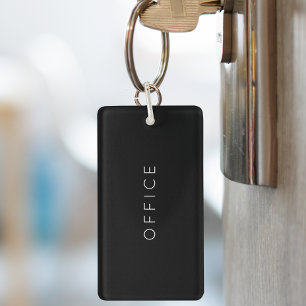 Modern Minimalist Custom Text Black Key Ring