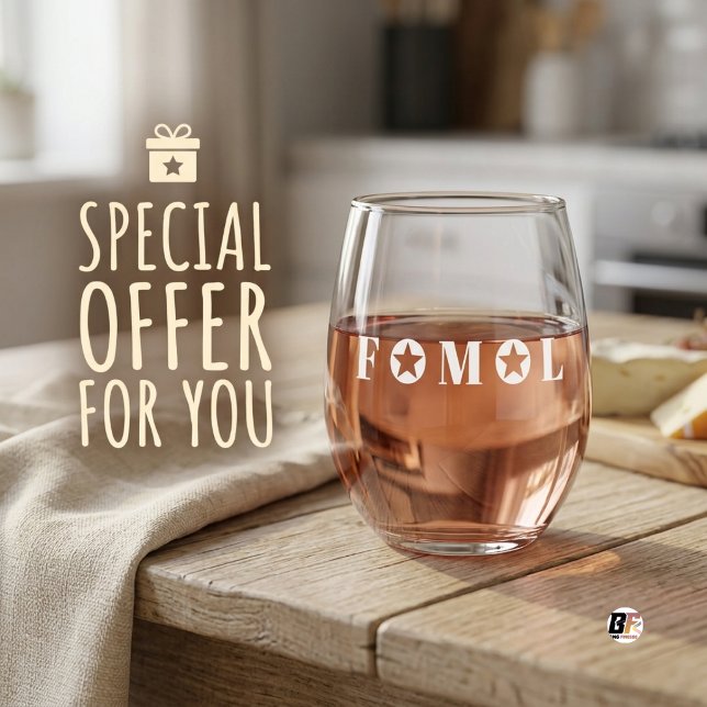 Modern Minimalist Custom Typography Stemless Wine Glass (#partydecor)