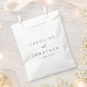 Modern Minimalist Custom Wedding Names Elegant Favour Bags