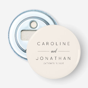 Modern Minimalist Custom Wedding Names Ivory Bottle Opener