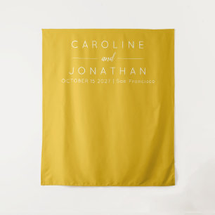Modern Minimalist Custom Wedding Yellow Backdrop Tapestry