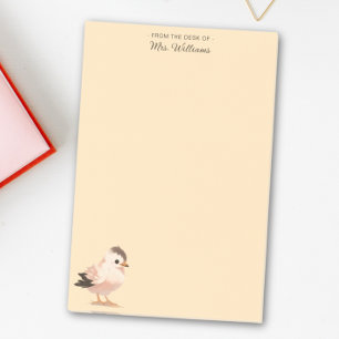 Modern Minimalist Cute Bird Monogram Script Yellow Post-it Notes