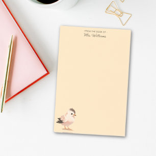 Modern Minimalist Cute Bird Monogram Script Yellow Post-it Notes