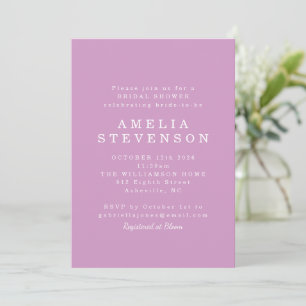 Modern Minimalist Cute Chic Bridal Shower Purple Invitation