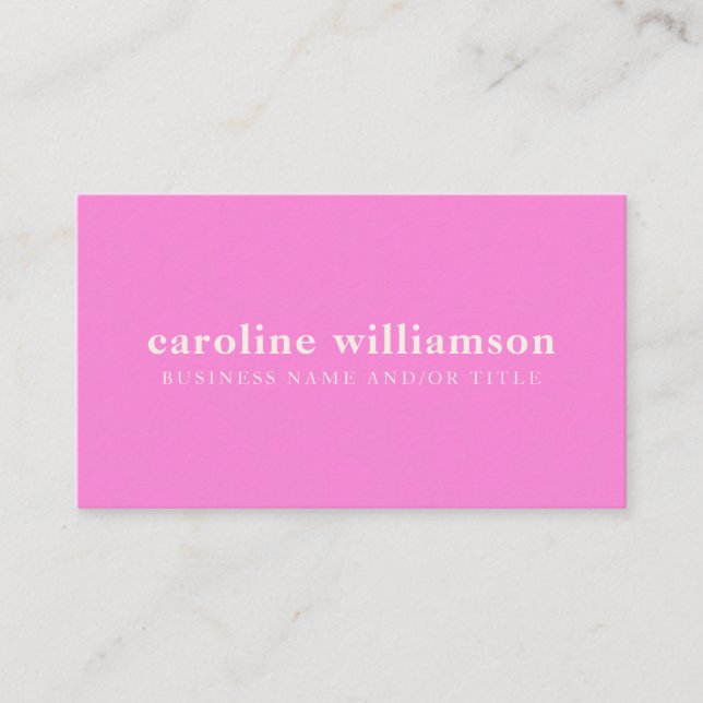 Modern Minimalist Cute Girly Pink Professional Business Card (Front)