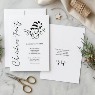 Modern Minimalist Cute Gnome Christmas Party Invitation