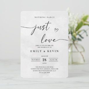 Modern Minimalist Cute Script Black White Wedding  Invitation