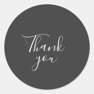 Modern Minimalist Dark Charcoal Thank You Classic Round Sticker