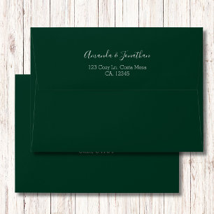 Modern Minimalist Dark Green Pre-addressed Envelope