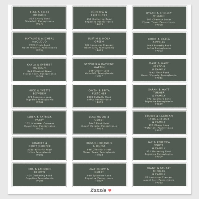 Modern Minimalist Dark Green Yellow Guest Address (Sheet)