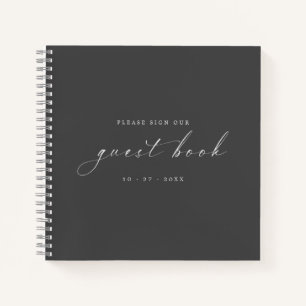 Modern Minimalist Dark Grey Guest Book Weddings
