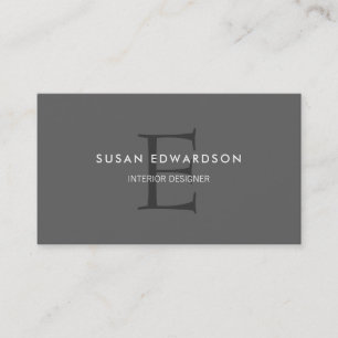 Modern minimalist dark grey professional monogram business card