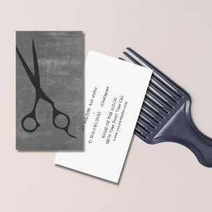 Modern Minimalist Dark Grey Scissors Hairstylist Business Card