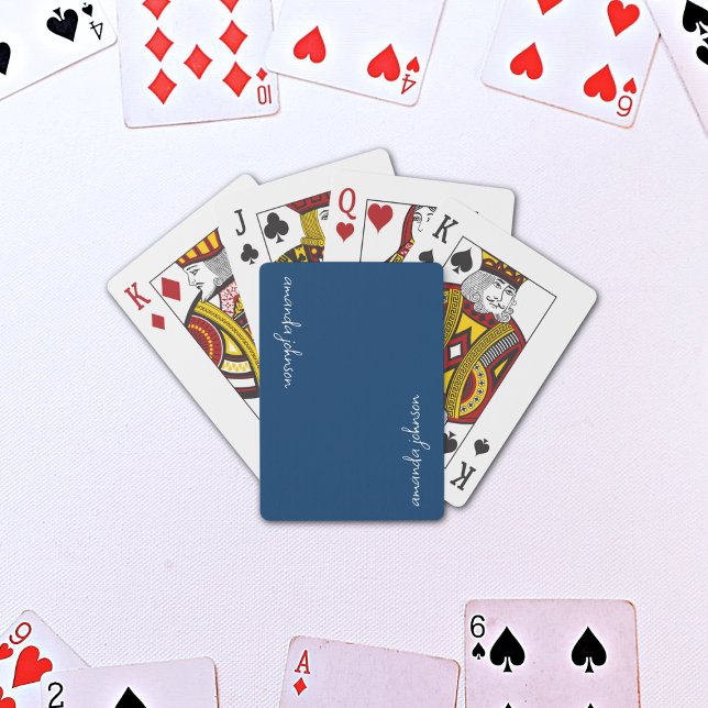 Modern Minimalist Dark Navy Blue Monogram  Playing Cards (Creator Uploaded)