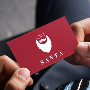 Modern Minimalist Dark Red Santa Services Cool Fun Business Card