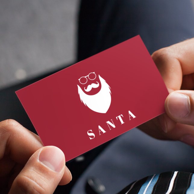 Modern Minimalist Dark Red Santa Services Cool Fun Business Card (Creator Uploaded)