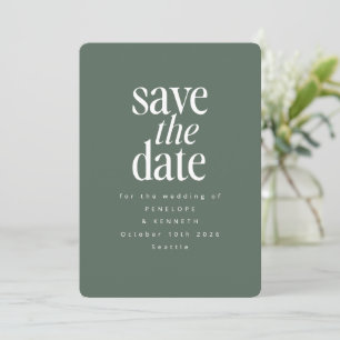 Modern Minimalist Dark Sage Green Simple Elegant Save The Date
