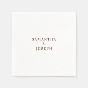 Modern Minimalist Dark Terracotta Wedding Napkin